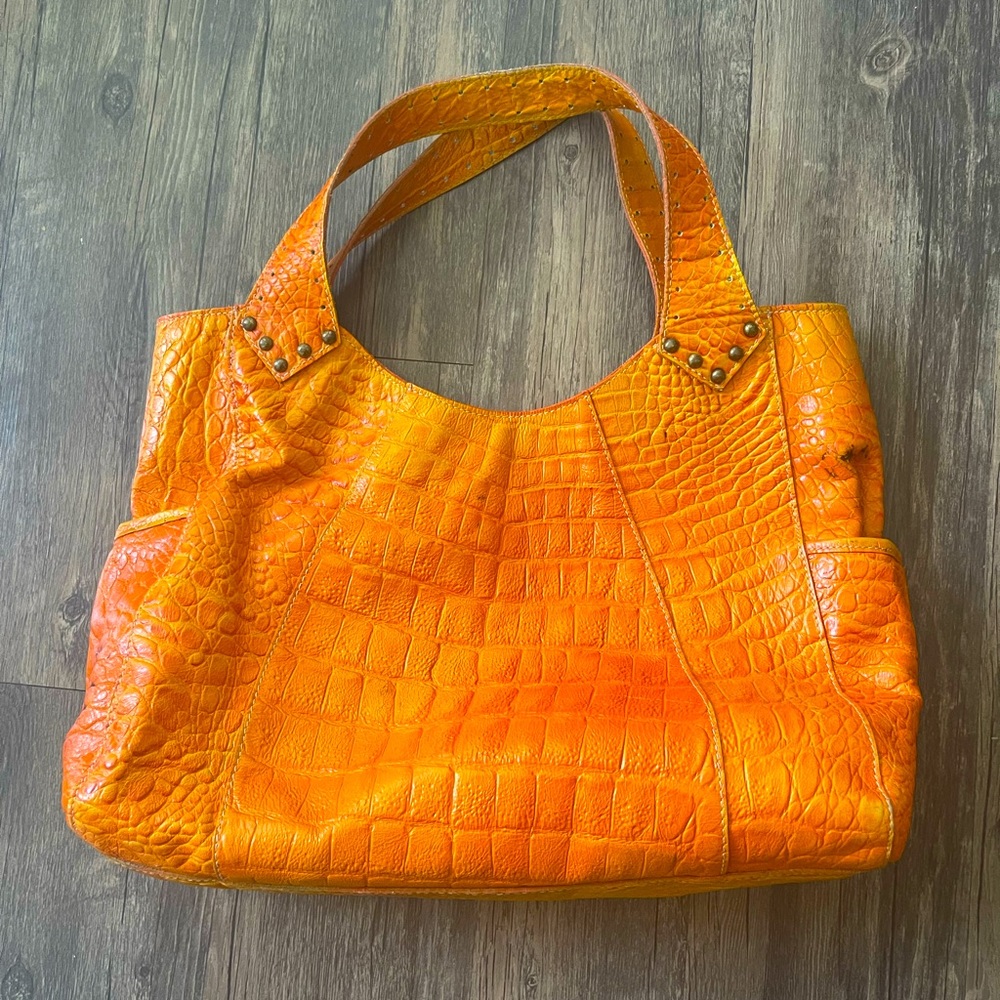 Orange Leather bag.